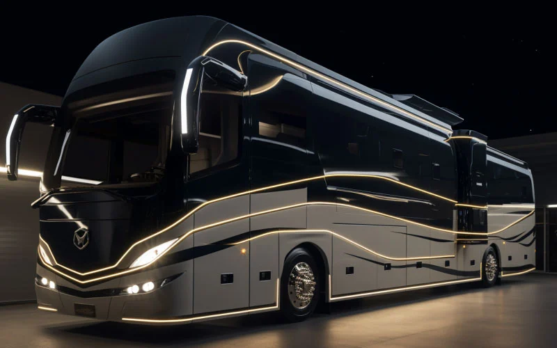 Luxury charter bus ready for a group trip in London with The London Coach Company branding.